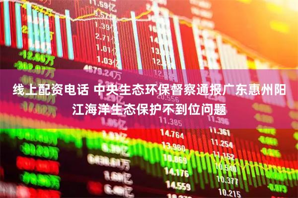 线上配资电话 中央生态环保督察通报广东惠州阳江海洋生态保护不到位问题